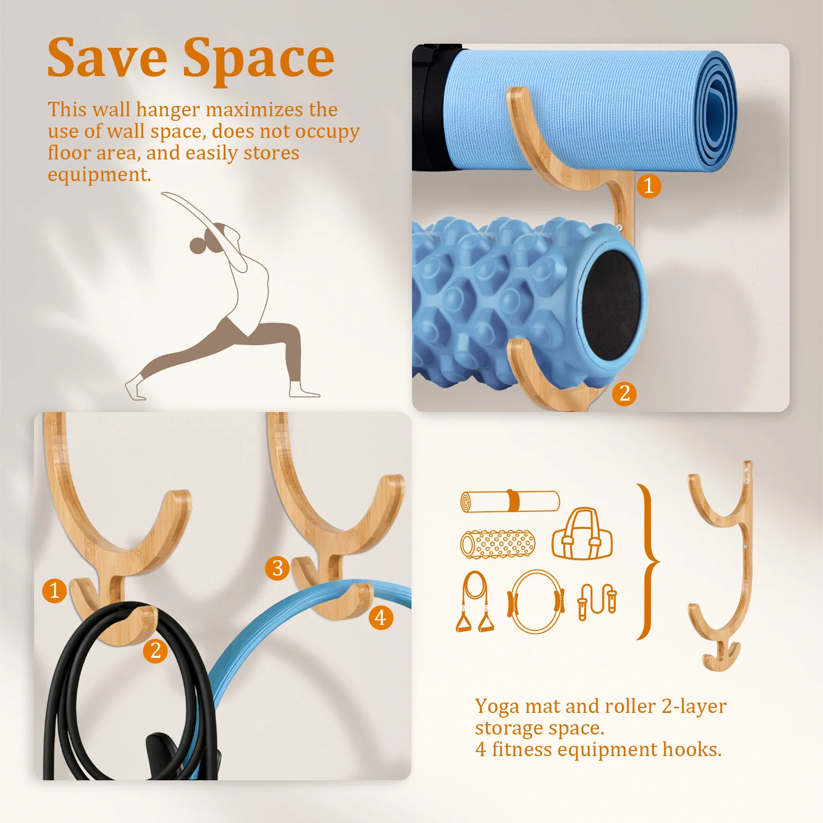 2Pcs Yoga Mat Storage Rack Wal - đánh giá và giá Home Gym Yoga Mat Storage